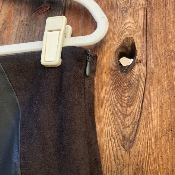 Catherine Malandrino Brown Faux Leather and Suede Skirt 12 - Picture 4 of 9